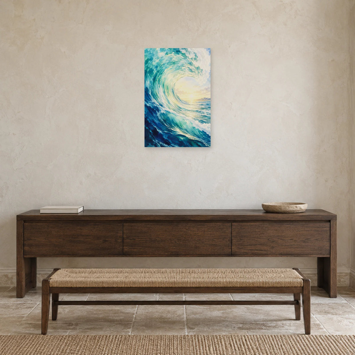 Affiche Aquarelle Vague lumière intérieure dans une entrée ou un couloir - Art Virtuoso