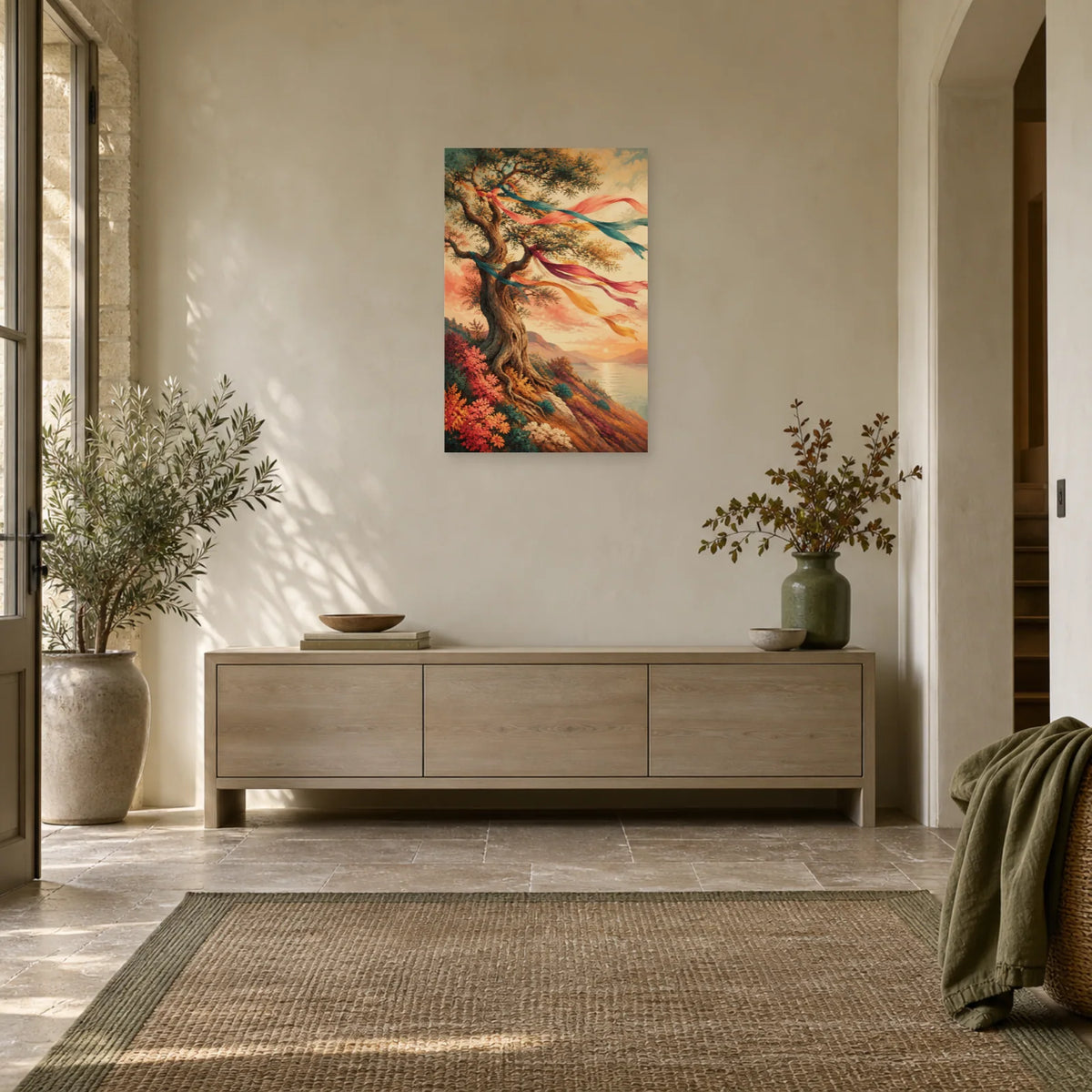 Affiche Arbre aux souhaits – Rubans du vent dans une entrée ou un couloir - Art Virtuoso