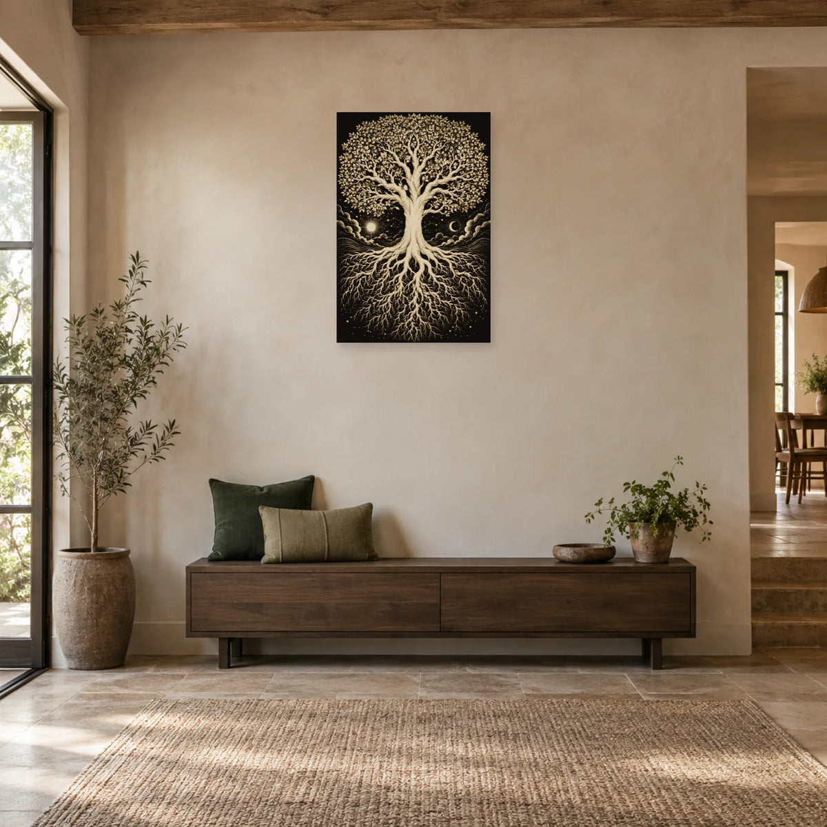 Affiche Arbre de vie – Racines d'ivoire dans une entrée ou un couloir - Art Virtuoso