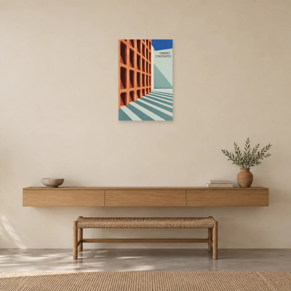 Affiche architecture claustra en terre cuite dans une entrée ou un couloir - Art Virtuoso