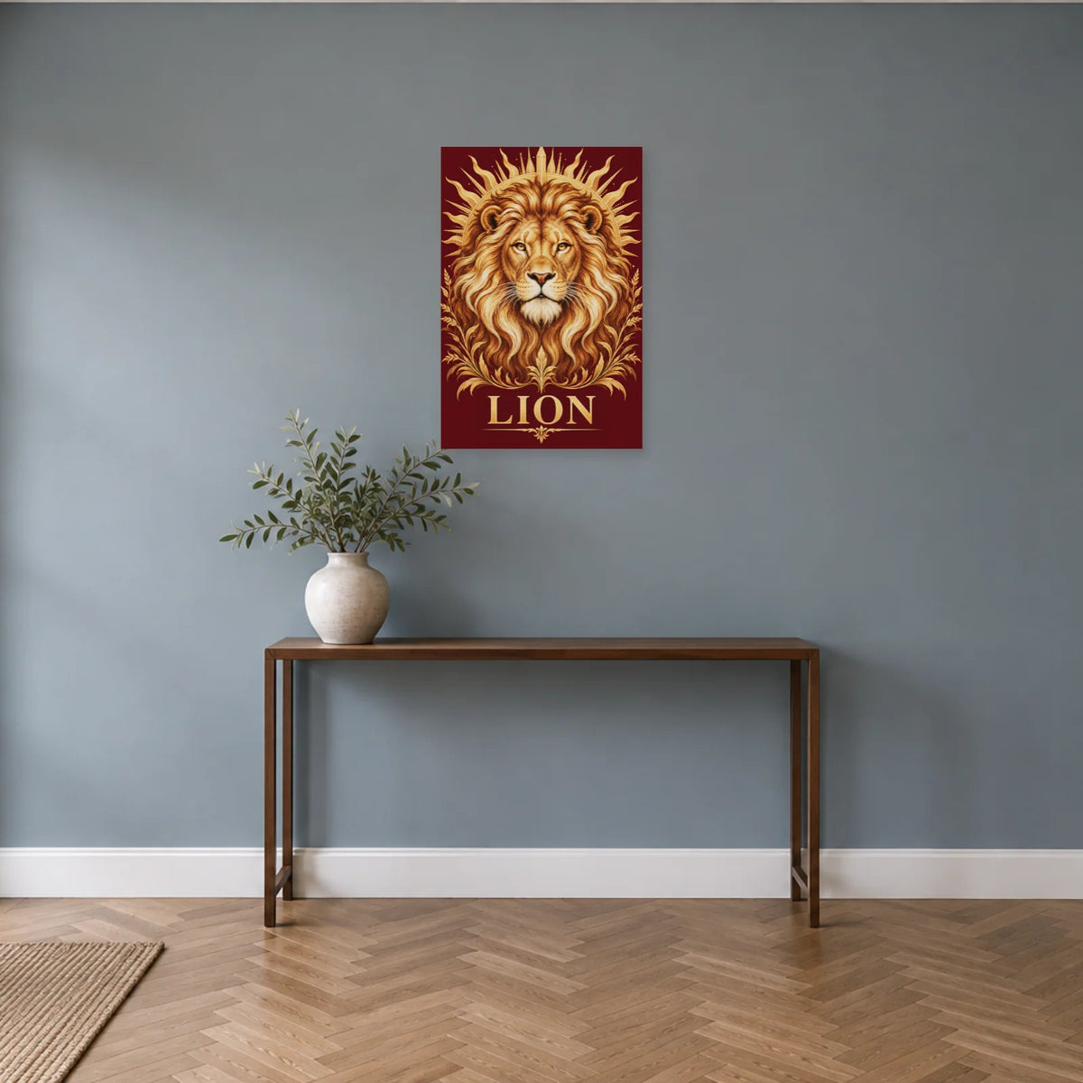 Affiche Astrologique Lion - Ornement céleste dans une entrée ou un couloir - Art Virtuoso