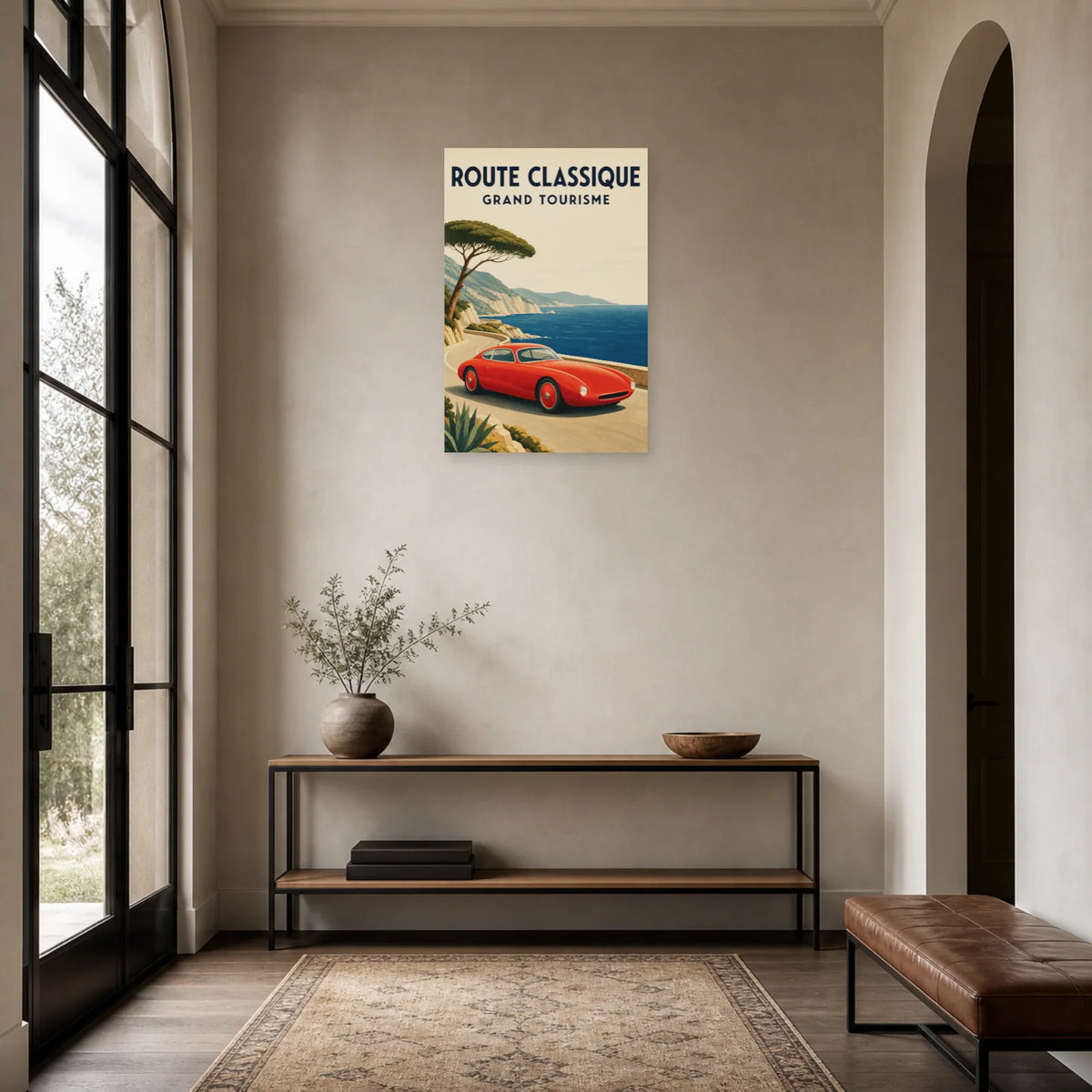 Affiche Automobile rétro – Route classique dans une entrée ou un couloir - Art Virtuoso