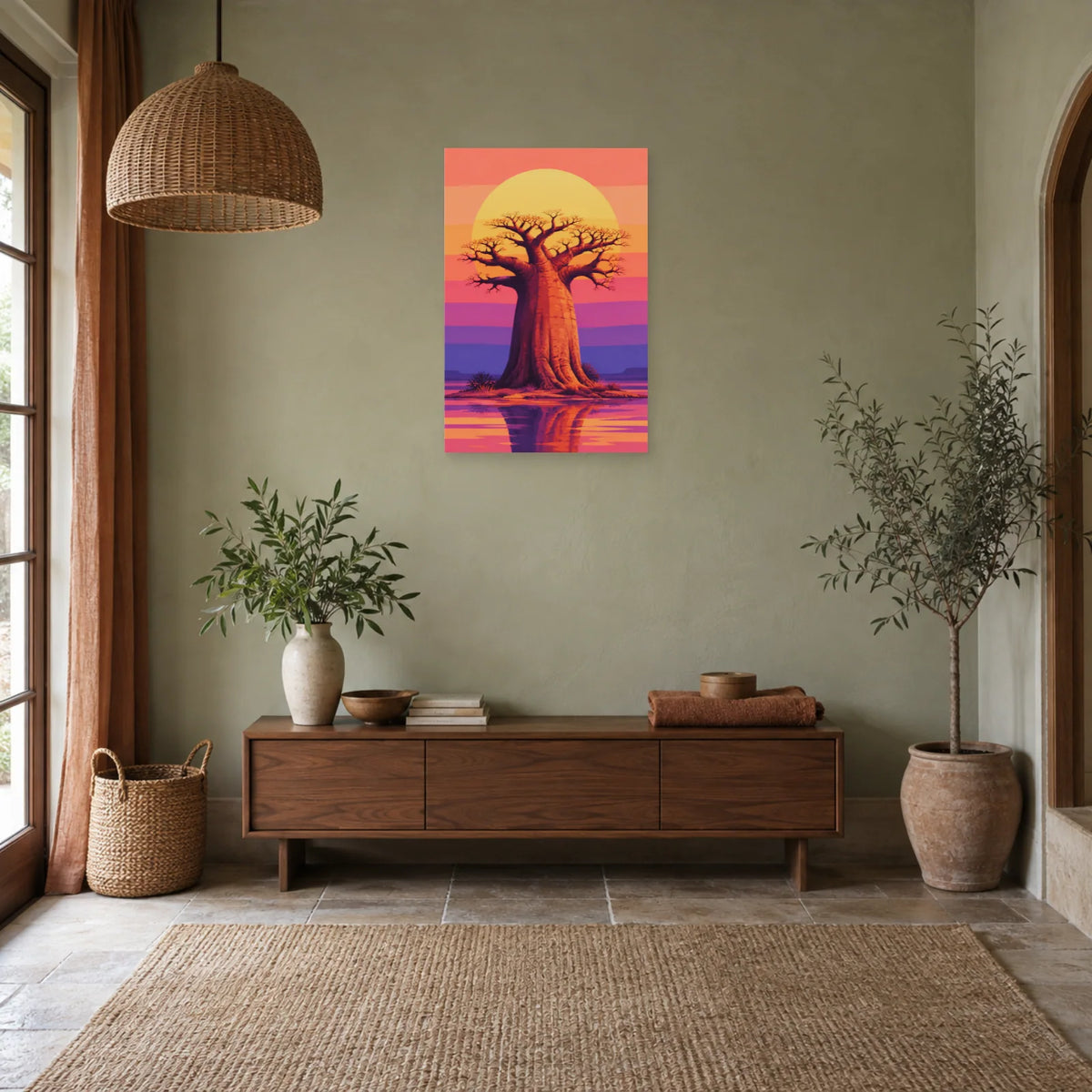 Affiche Baobab – Soleil doré dans une entrée ou un couloir - Art Virtuoso