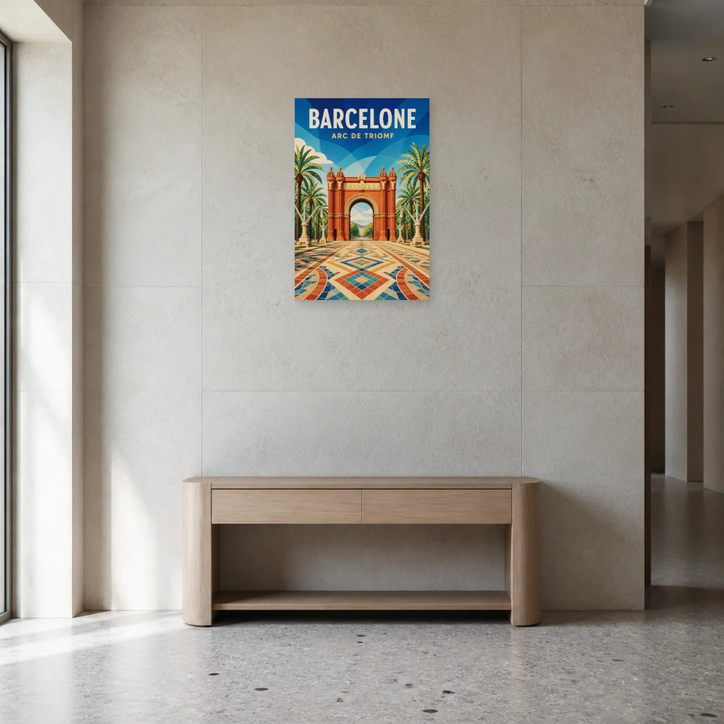 Affiche Barcelone – Arc de Triomf dans une entrée ou un couloir - Art Virtuoso