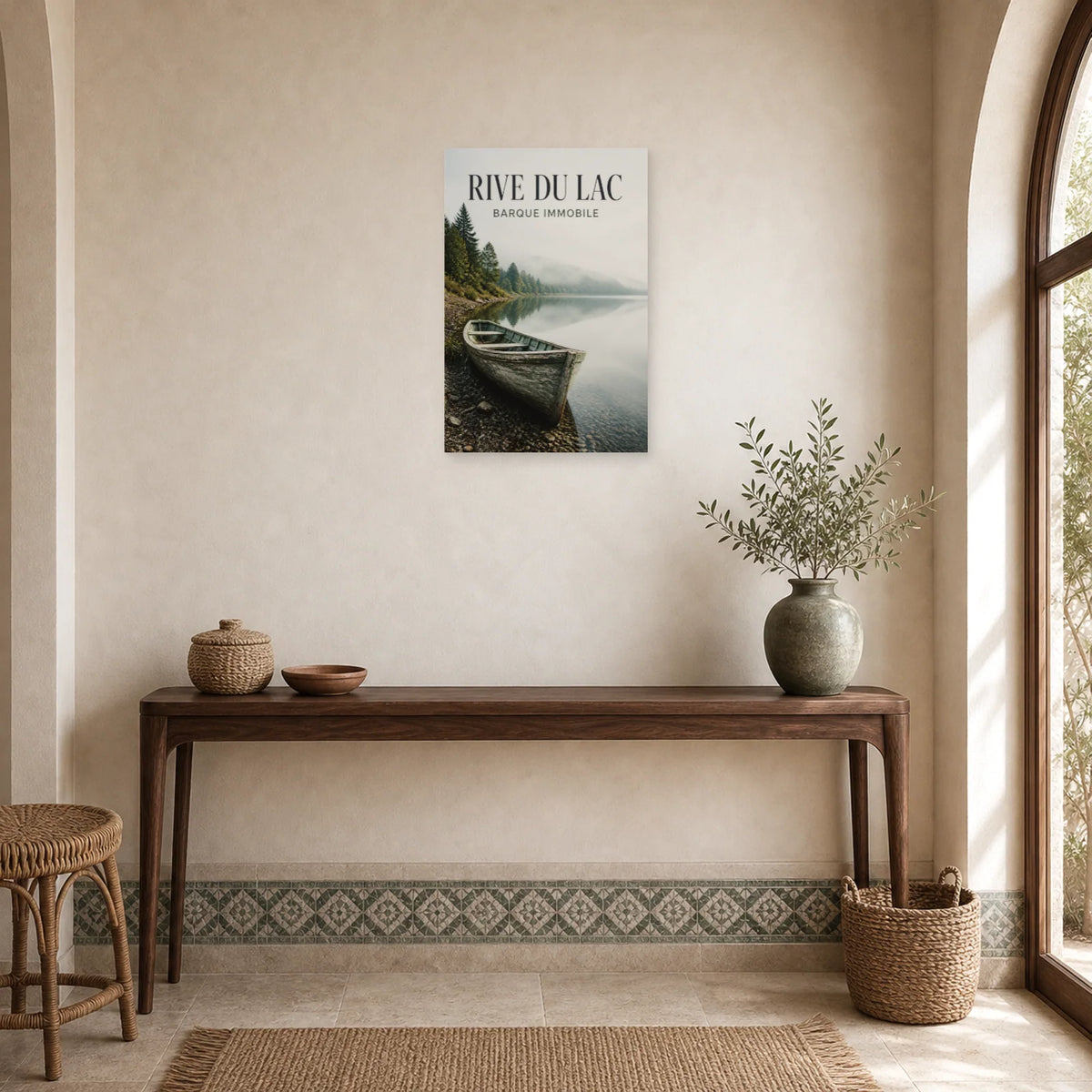 Affiche Rive du Lac – Barque Immobile dans une entrée ou un couloir - Art Virtuoso