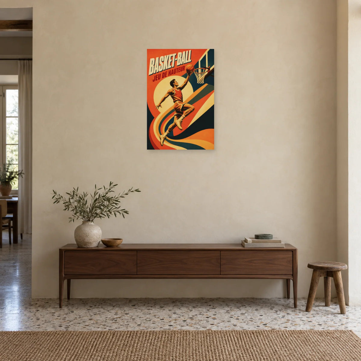 Affiche Basket-Ball – Jeu de Hauteur dans une entrée ou un couloir - Art Virtuoso
