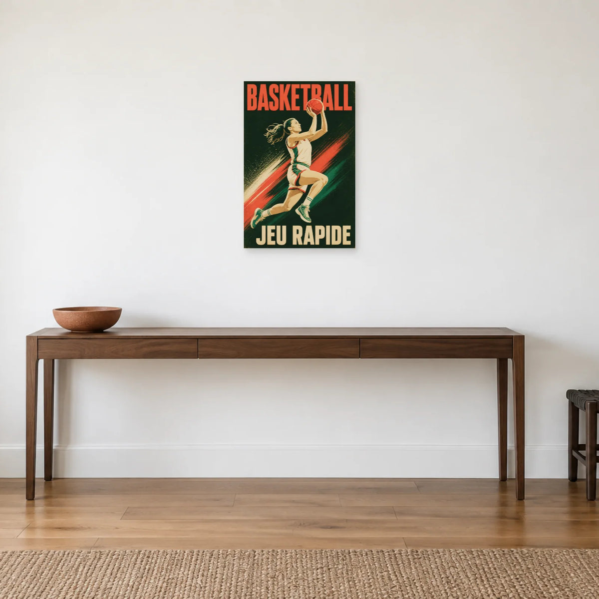 Affiche Basketball – Jeu rapide dans une entrée ou un couloir - Art Virtuoso