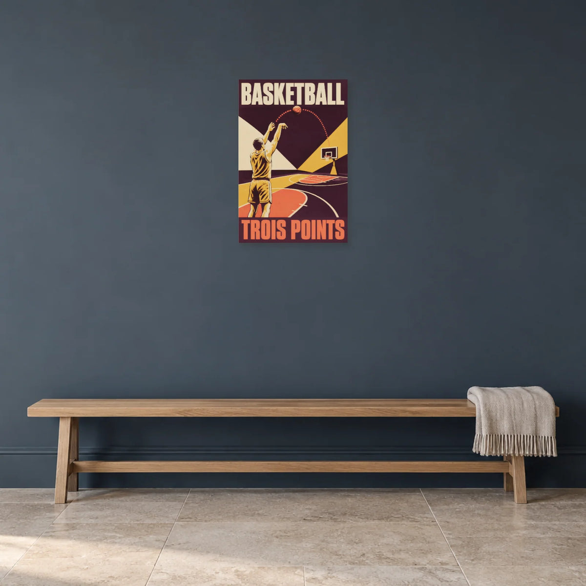 Affiche Basketball – Trois points dans une entrée ou un couloir - Art Virtuoso