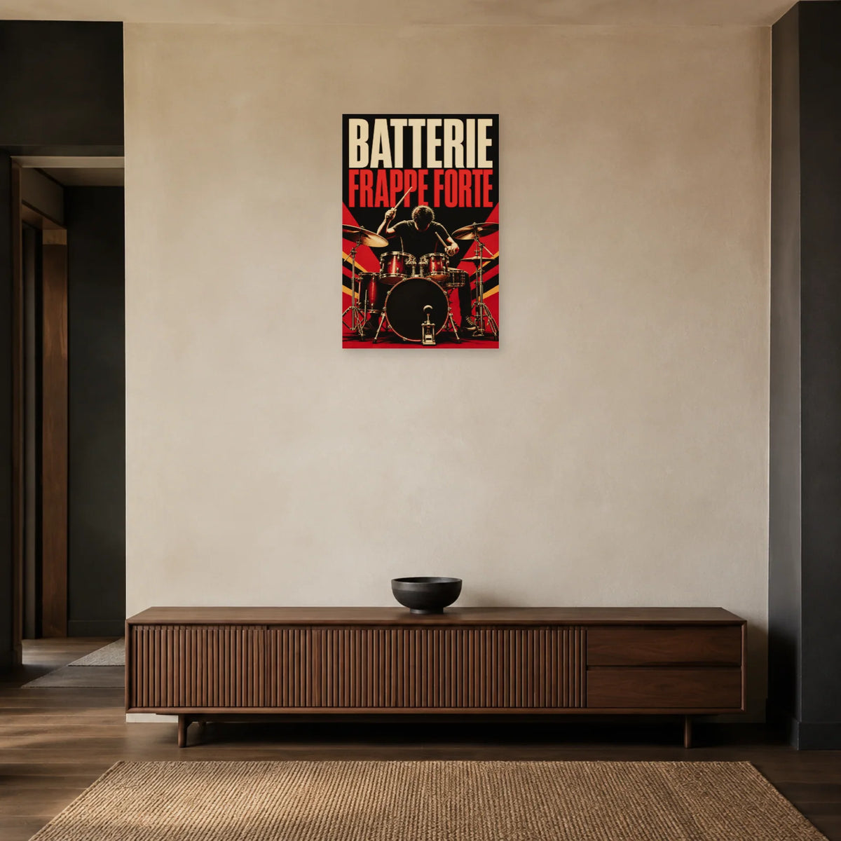Affiche Batterie - Frappe forte dans une entrée ou un couloir - Art Virtuoso
