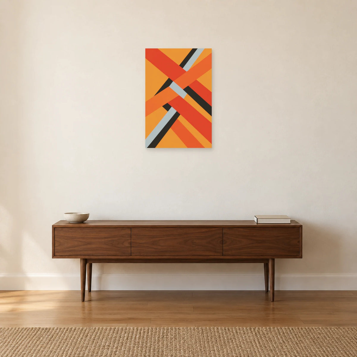 Affiche Bauhaus orange - Tressage oblique dans une entrée ou un couloir - Art Virtuoso