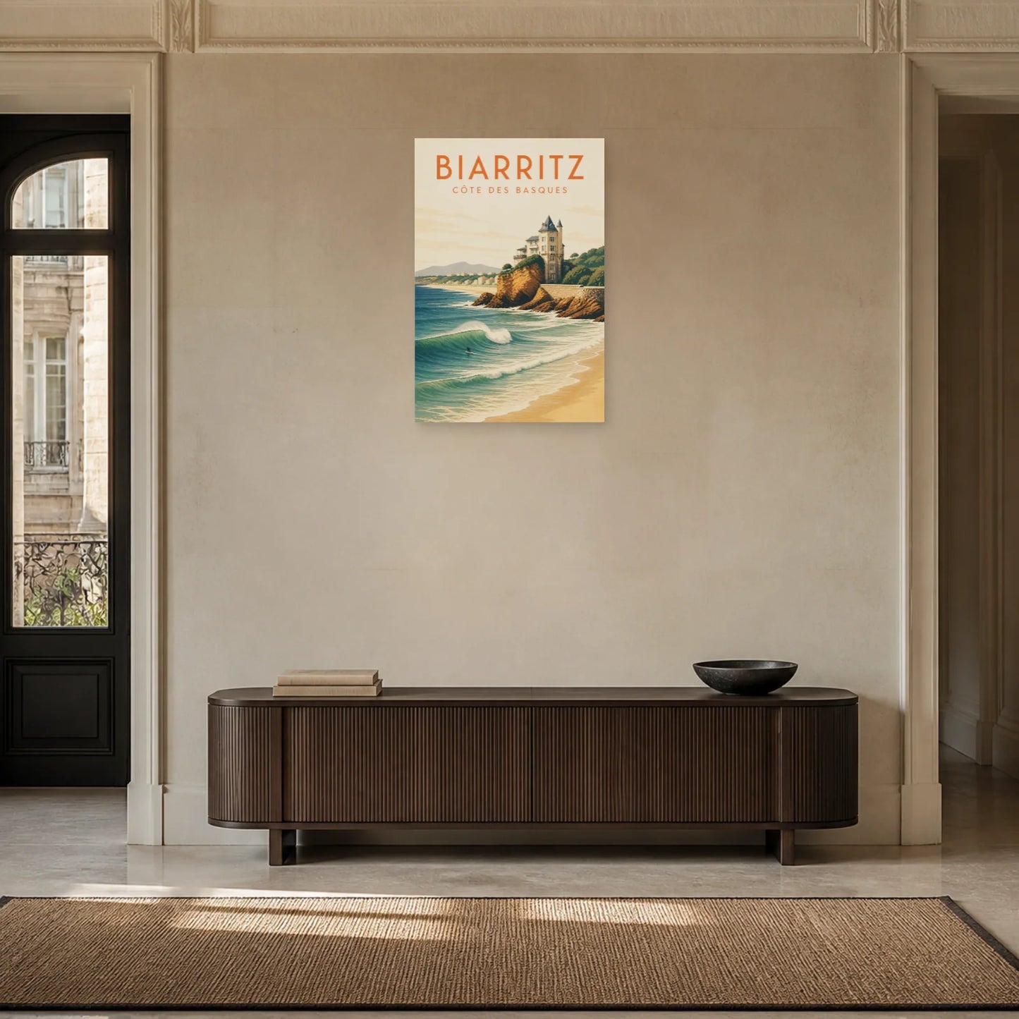 Affiche Biarritz – Côte des Basques dans une entrée ou un couloir - Art Virtuoso