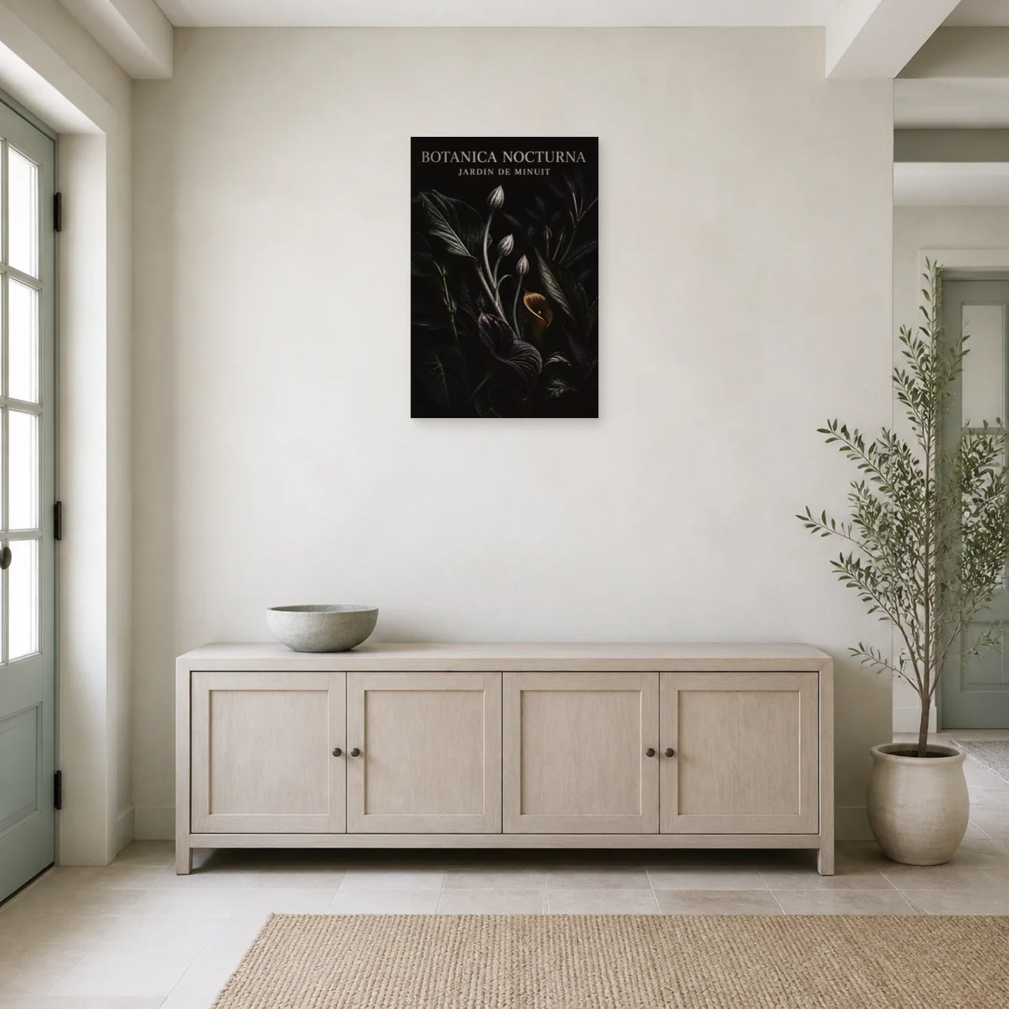 Affiche Botanica Nocturna – Jardin de Minuit dans une entrée ou un couloir - Art Virtuoso