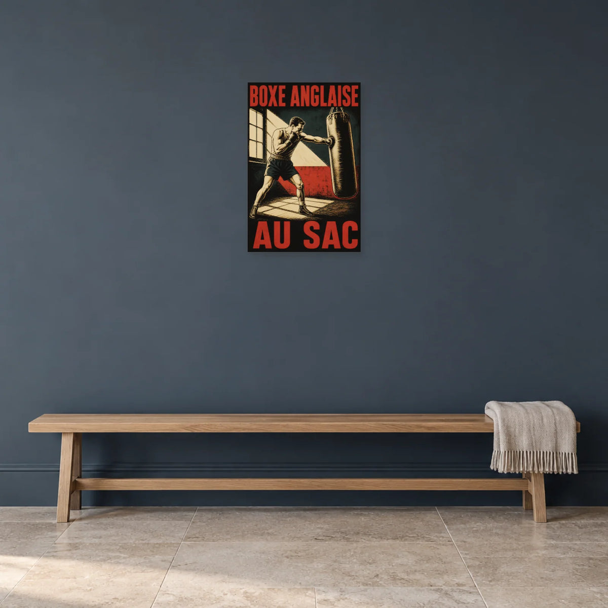 Affiche Boxe anglaise – Au sac dans une entrée ou un couloir - Art Virtuoso