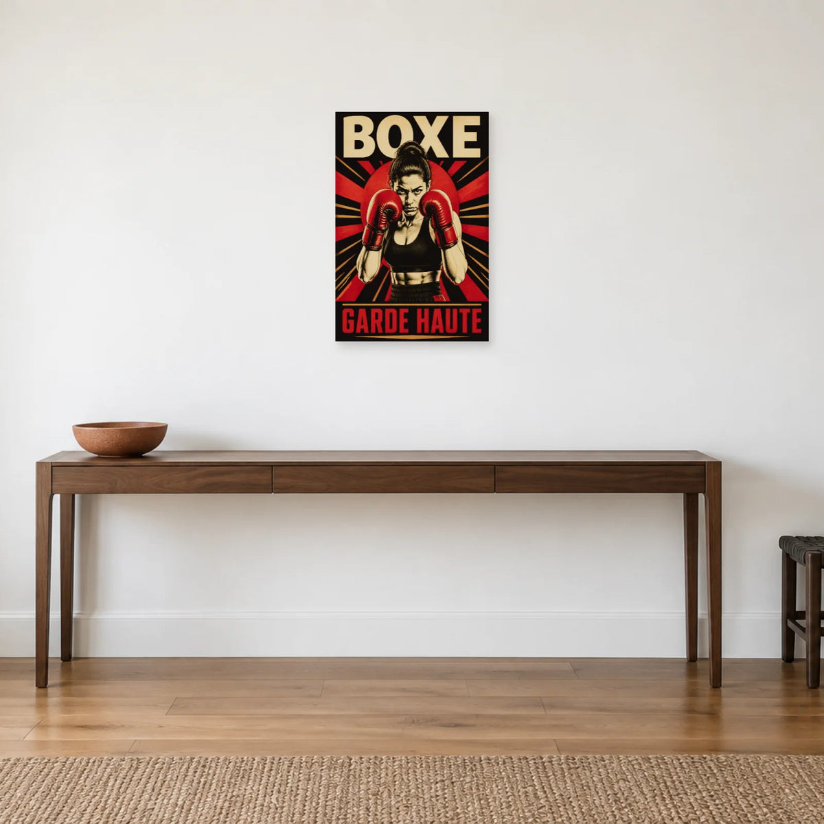 Affiche Boxe – Garde haute dans une entrée ou un couloir - Art Virtuoso