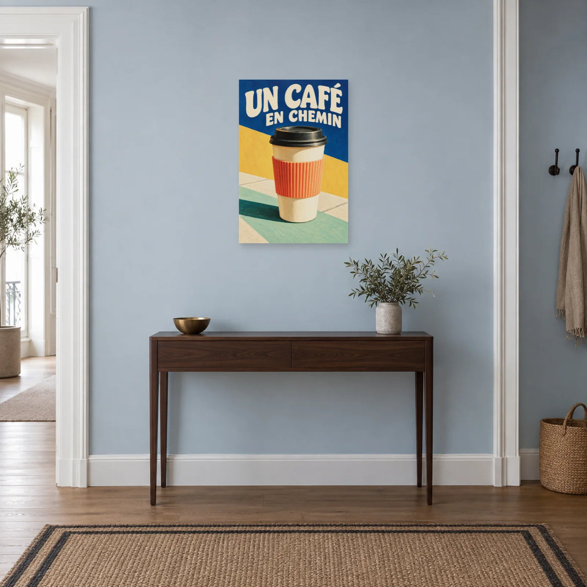 Affiche Café à emporter - En chemin dans une entrée ou un couloir - Art Virtuoso