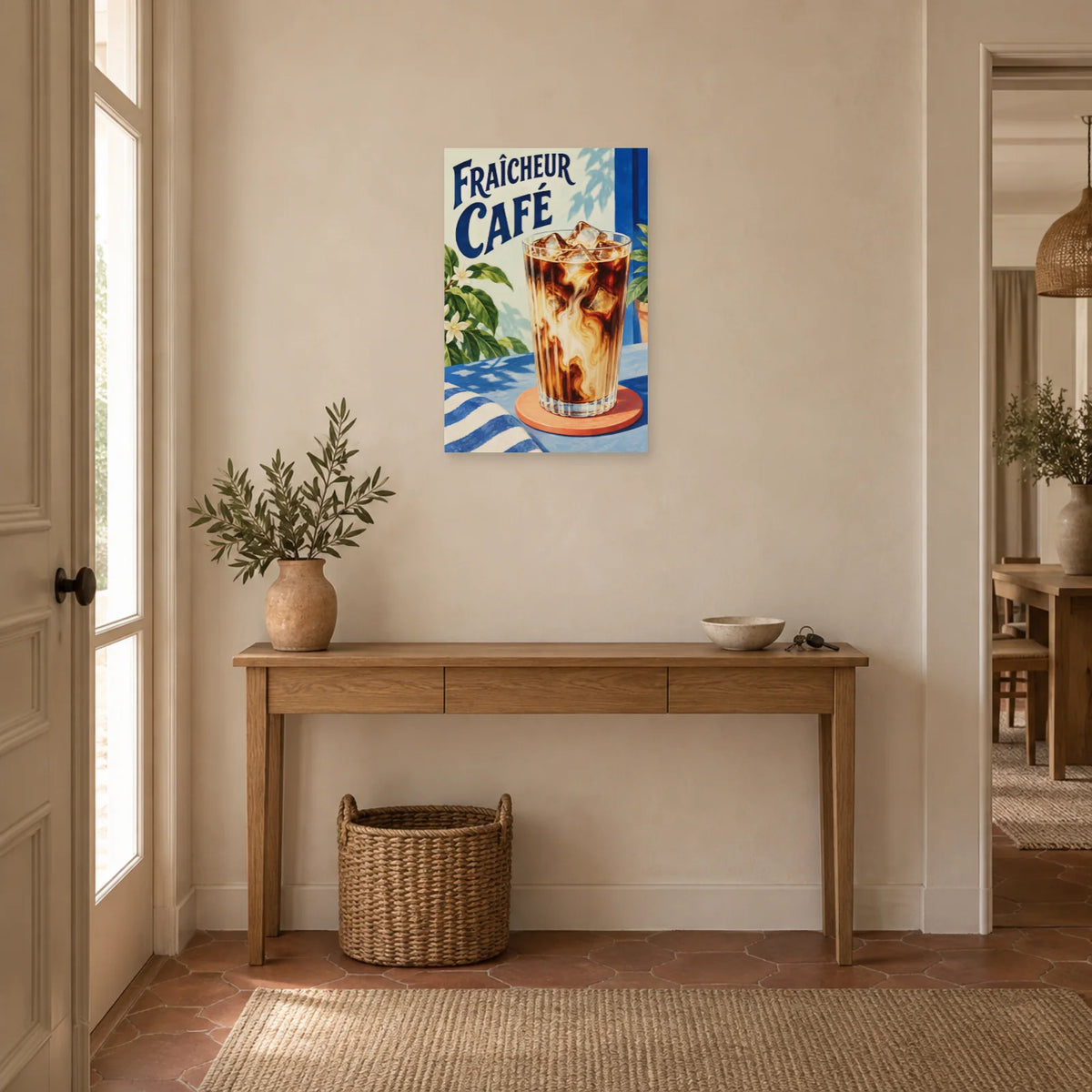 Affiche Café glacé - Fraîcheur café dans une entrée ou un couloir - Art Virtuoso
