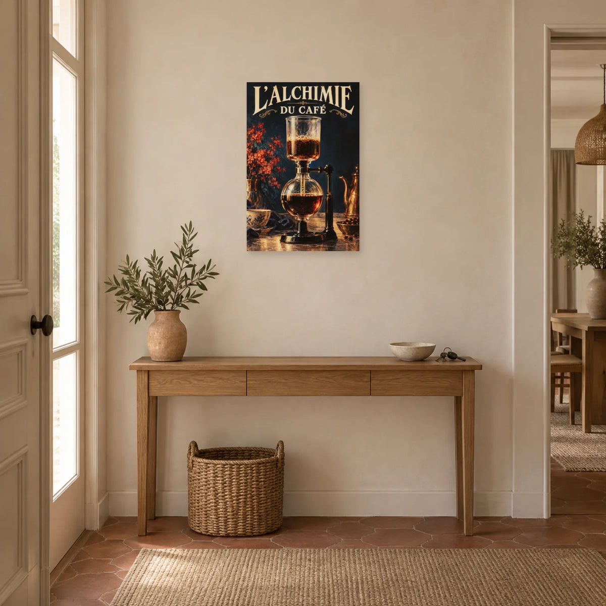 Affiche Café au siphon - Alchimie du café dans une entrée ou un couloir - Art Virtuoso