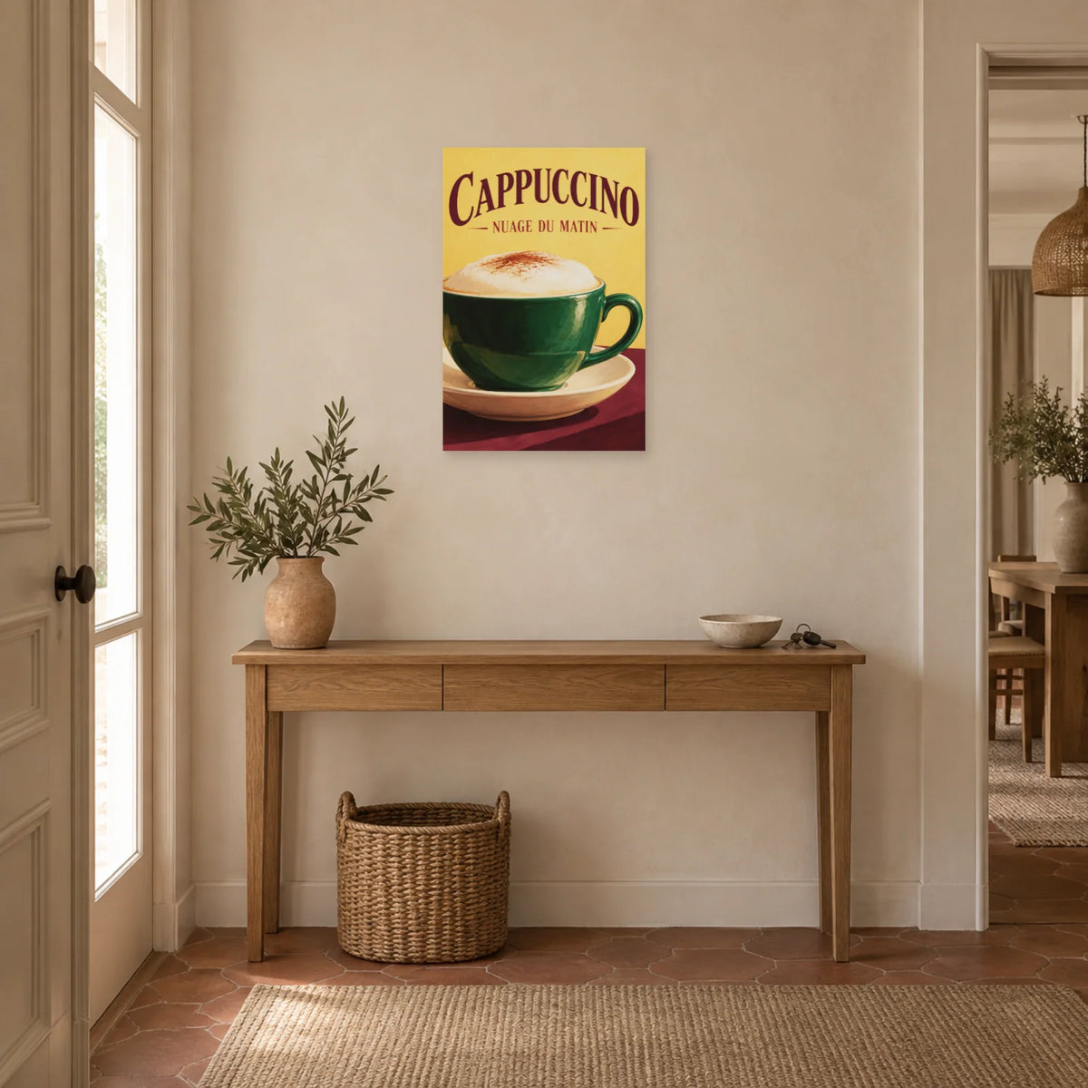 Affiche Cappuccino - Nuage du matin dans une entrée ou un couloir - Art Virtuoso