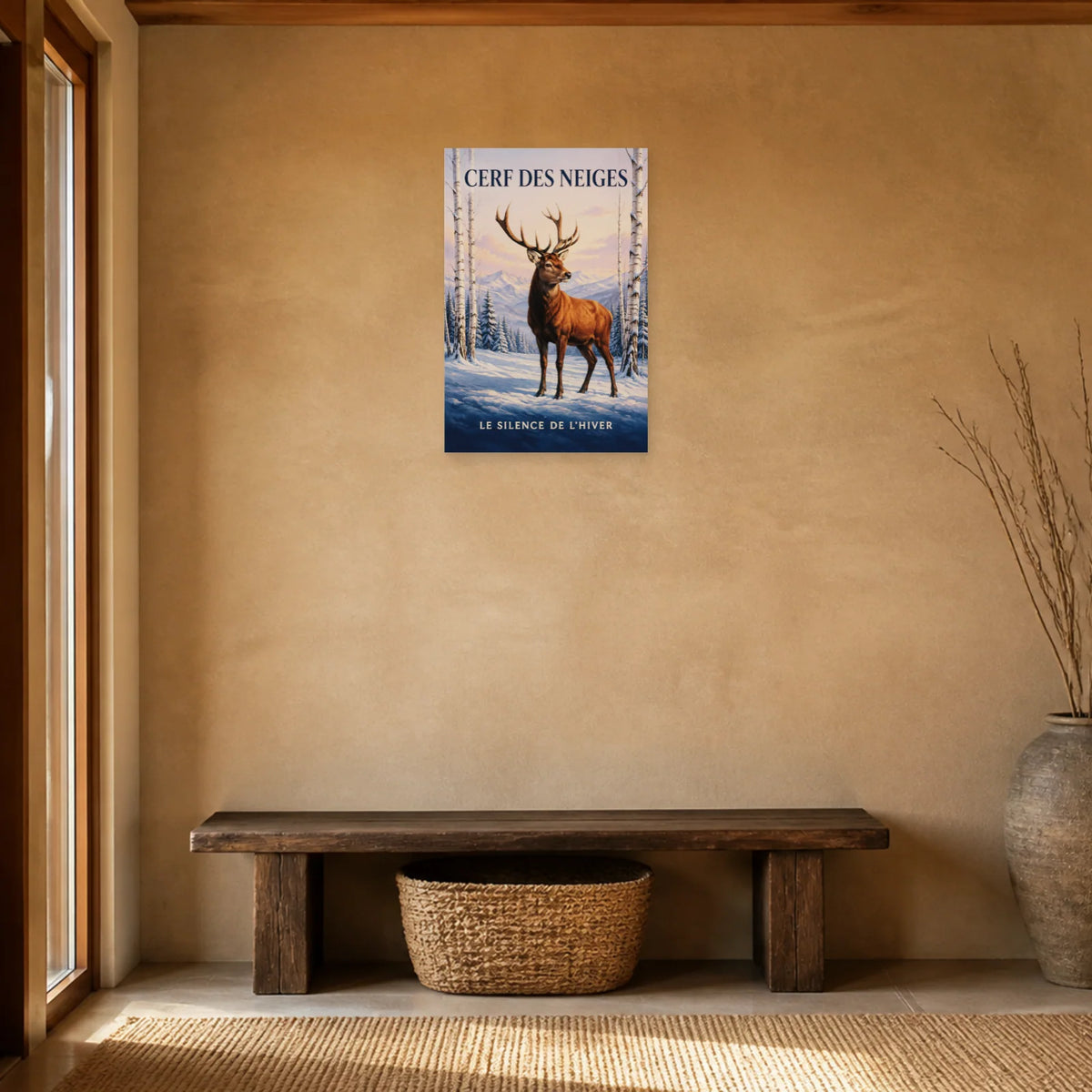Affiche Cerf des neiges, le silence de l’hiver dans une entrée ou un couloir - Art Virtuoso