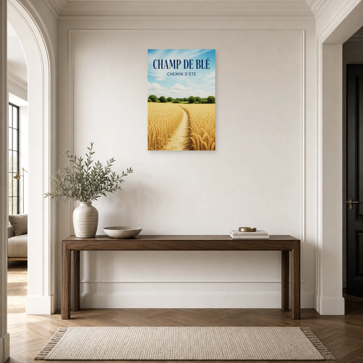 Affiche Champ de blé - Chemin d'été dans une entrée ou un couloir - Art Virtuoso