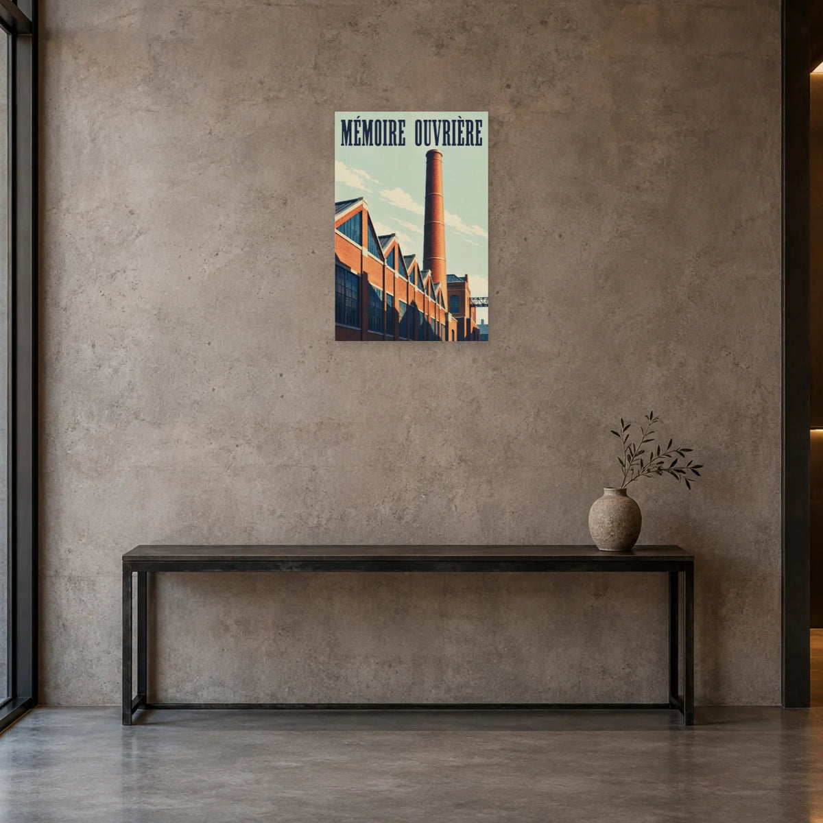Affiche Cheminée de briques - Mémoire ouvrière dans une entrée ou un couloir - Art Virtuoso