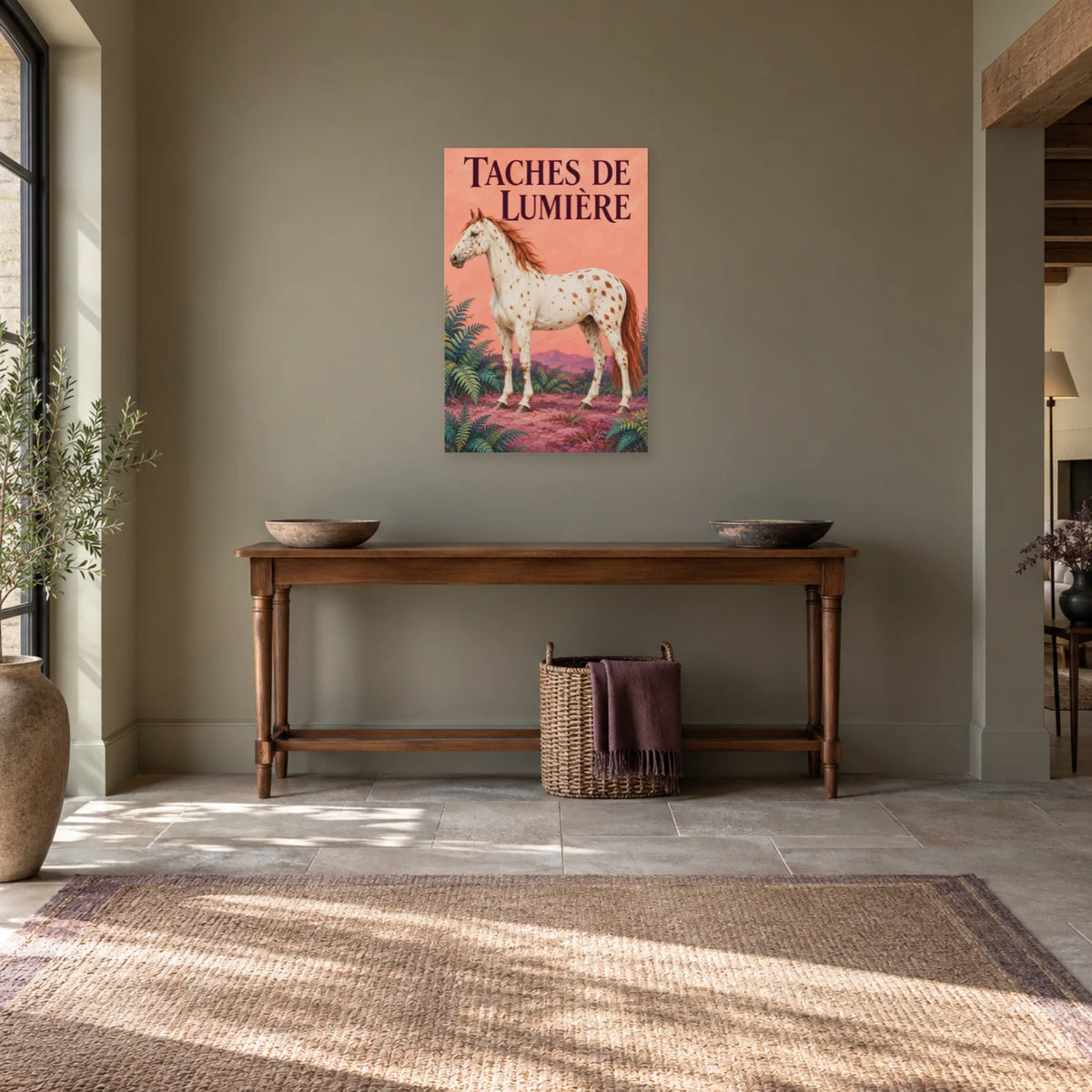 Affiche Cheval appaloosa - Taches de lumière dans une entrée ou un couloir - Art Virtuoso