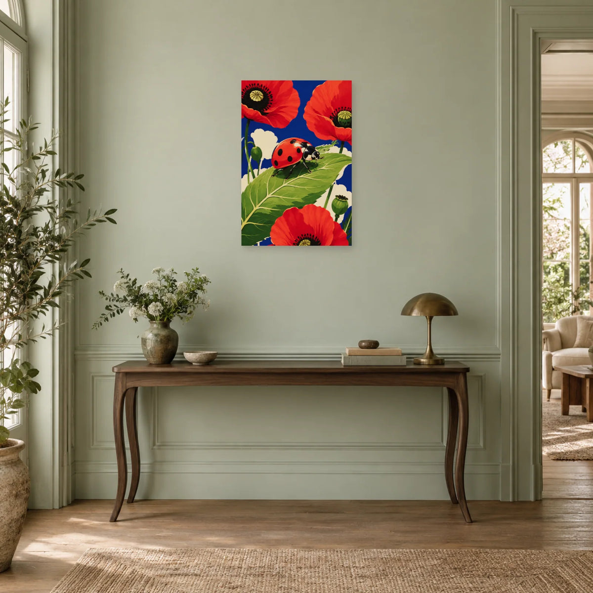 Affiche Coccinelle – Jardin pop dans une entrée ou un couloir - Art Virtuoso