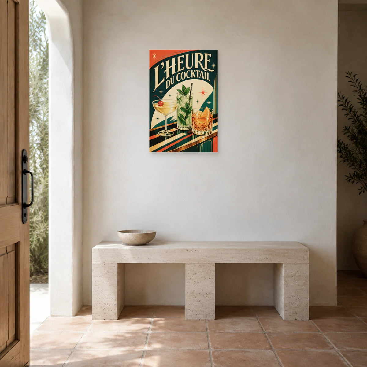 Affiche L'heure du cocktail dans une entrée ou un couloir - Art Virtuoso