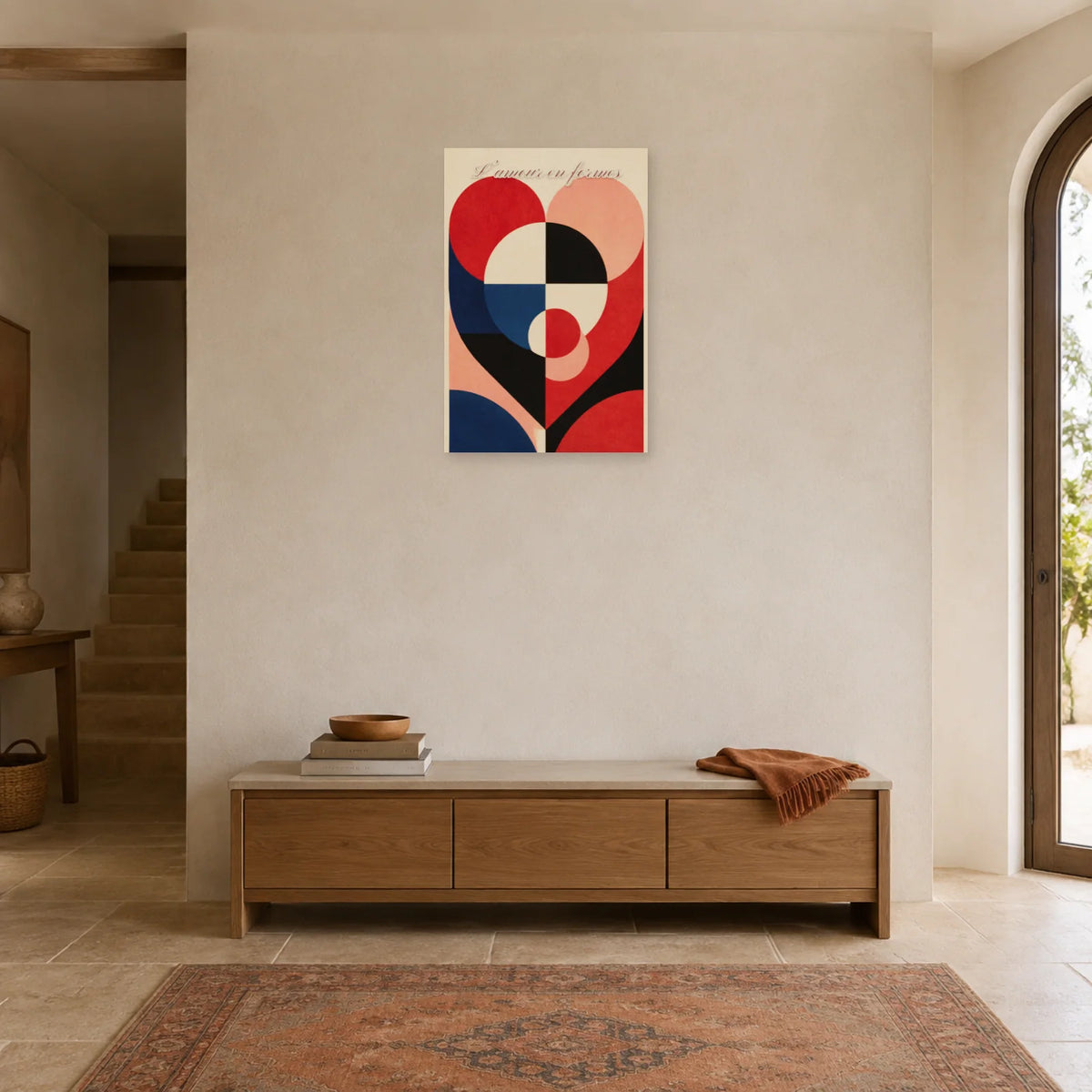 Affiche L’amour en formes - Cœur géométrique moderne dans une entrée ou un couloir - Art Virtuoso