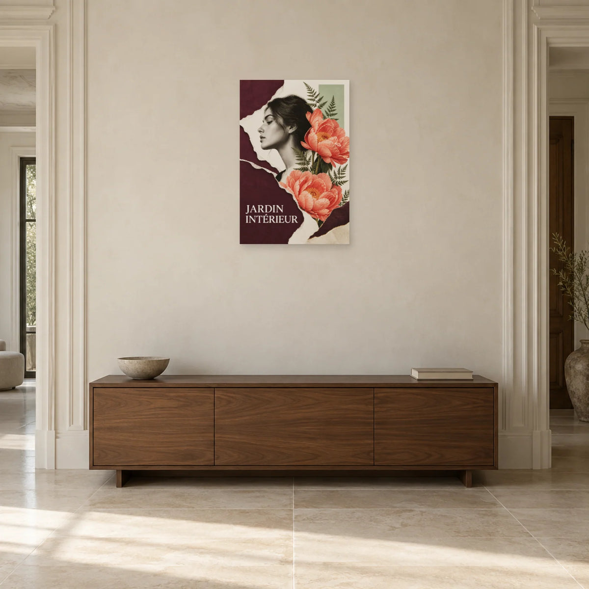 Affiche Collage femme - Jardin intérieur dans une entrée ou un couloir - Art Virtuoso