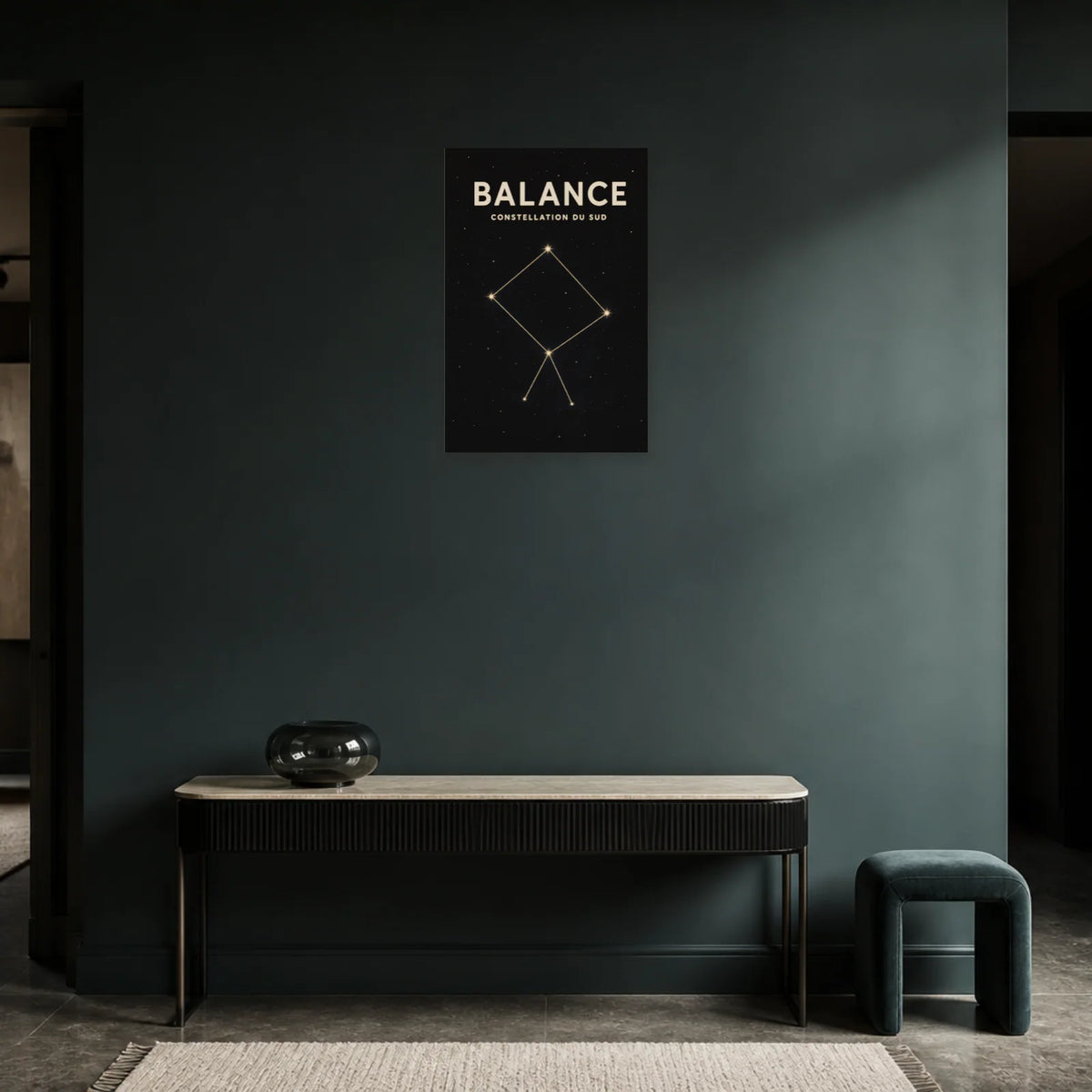 Affiche Balance – Constellation du Sud dans une entrée ou un couloir - Art Virtuoso