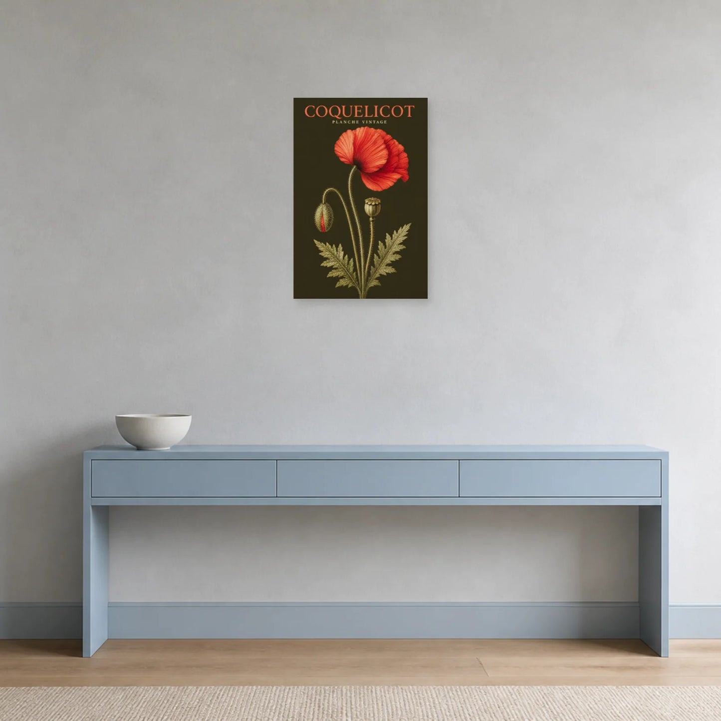 Affiche Coquelicot – Planche Vintage dans une entrée ou un couloir - Art Virtuoso
