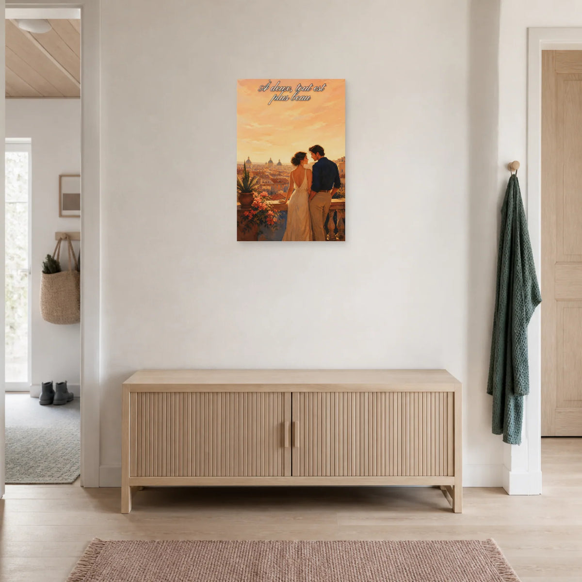 Affiche À deux, tout est plus beau - Toits de la ville dans une entrée ou un couloir - Art Virtuoso