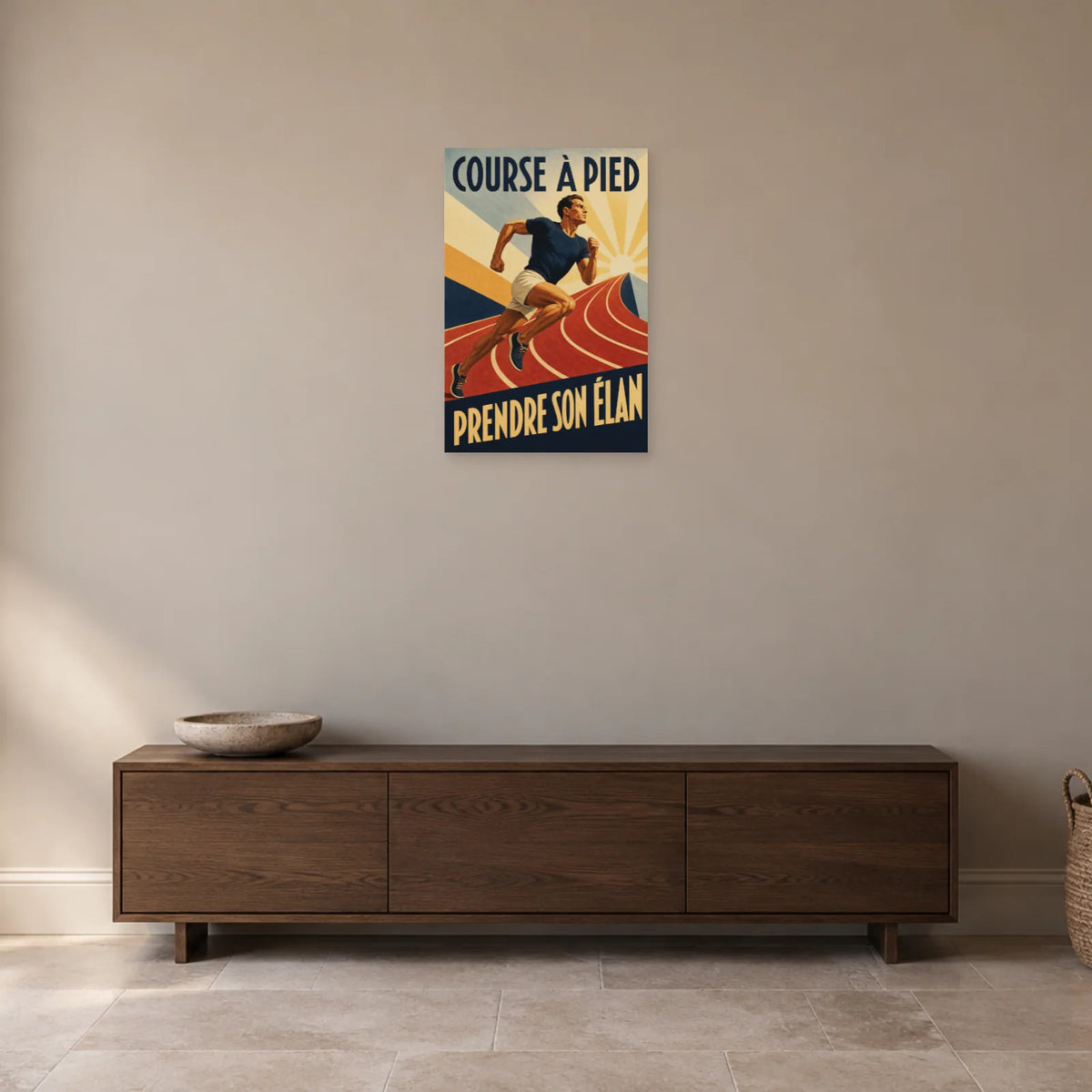 Affiche Course à pied – Prendre son élan dans une entrée ou un couloir - Art Virtuoso