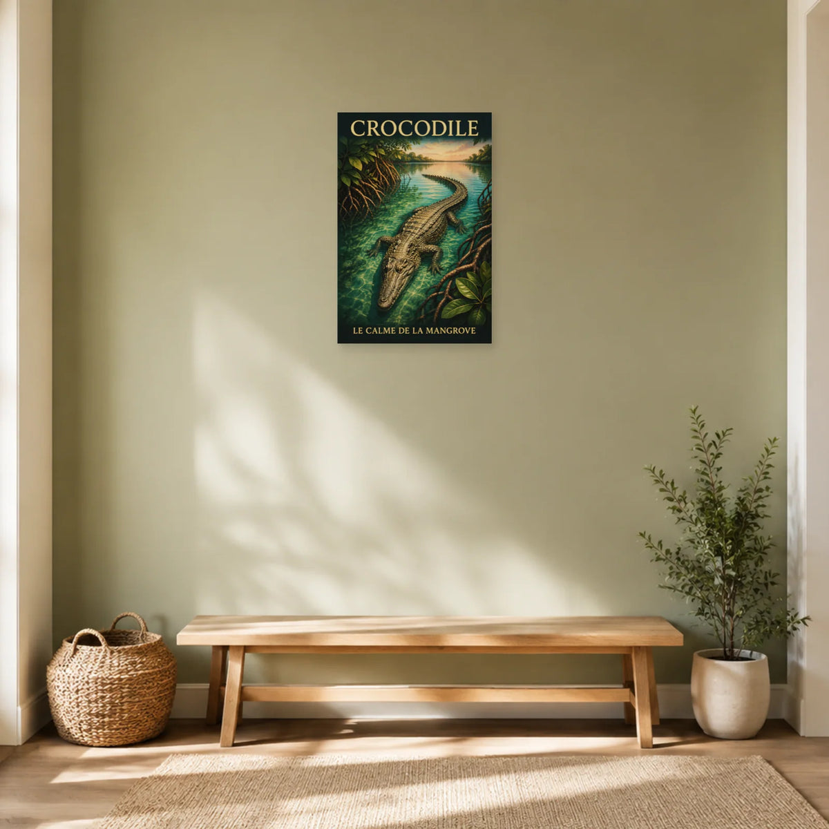 Affiche Crocodile, le calme de la mangrove dans une entrée ou un couloir - Art Virtuoso