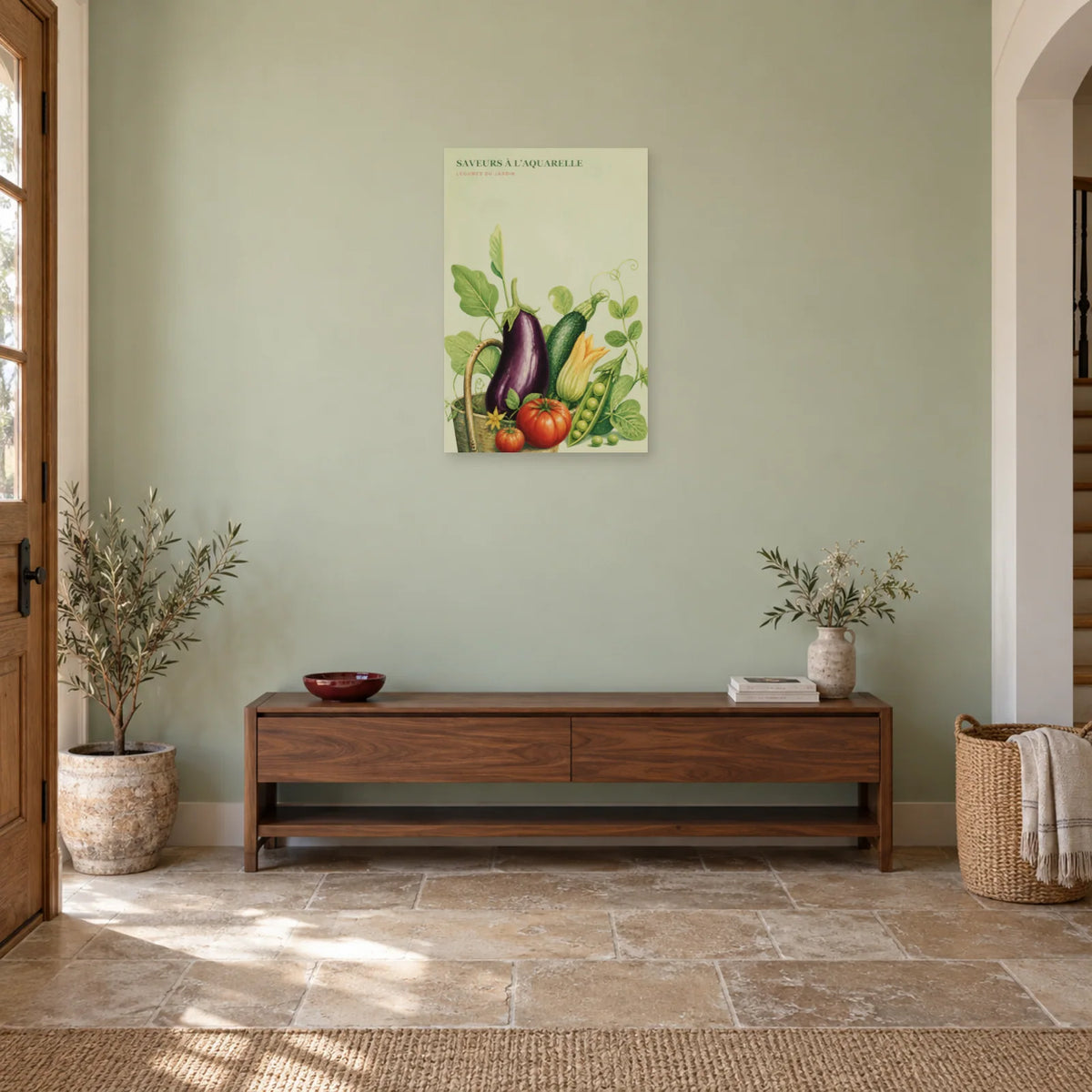 Affiche Saveurs à l’Aquarelle – Légumes du Jardin dans une entrée ou un couloir - Art Virtuoso
