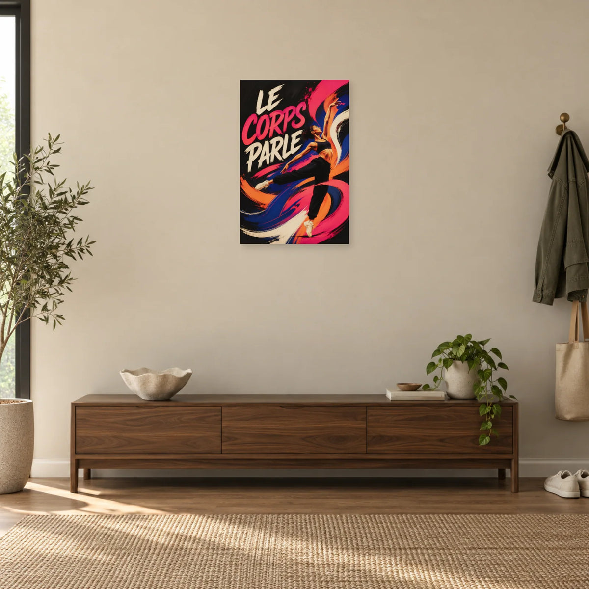 Affiche danseuse – Le corps parle dans une entrée ou un couloir - Art Virtuoso