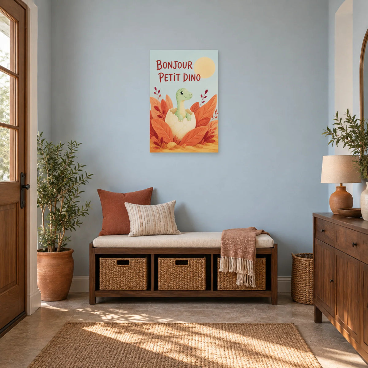 Affiche Bonjour petit dino dans une entrée ou un couloir - Art Virtuoso