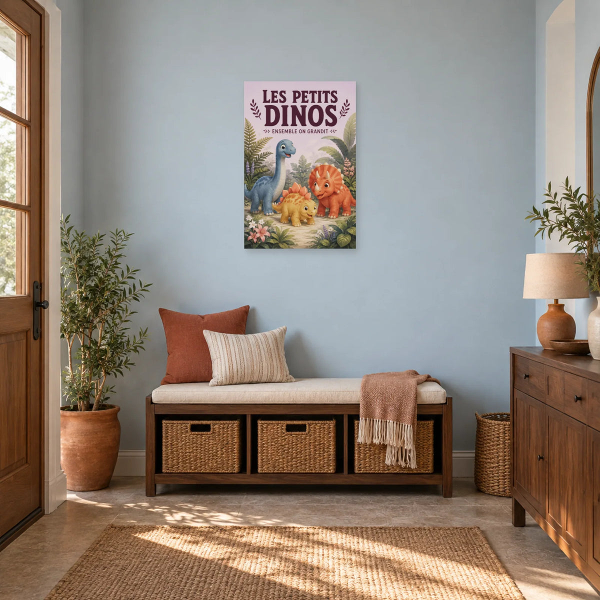 Affiche Les petits dinos - Ensemble on grandit dans une entrée ou un couloir - Art Virtuoso