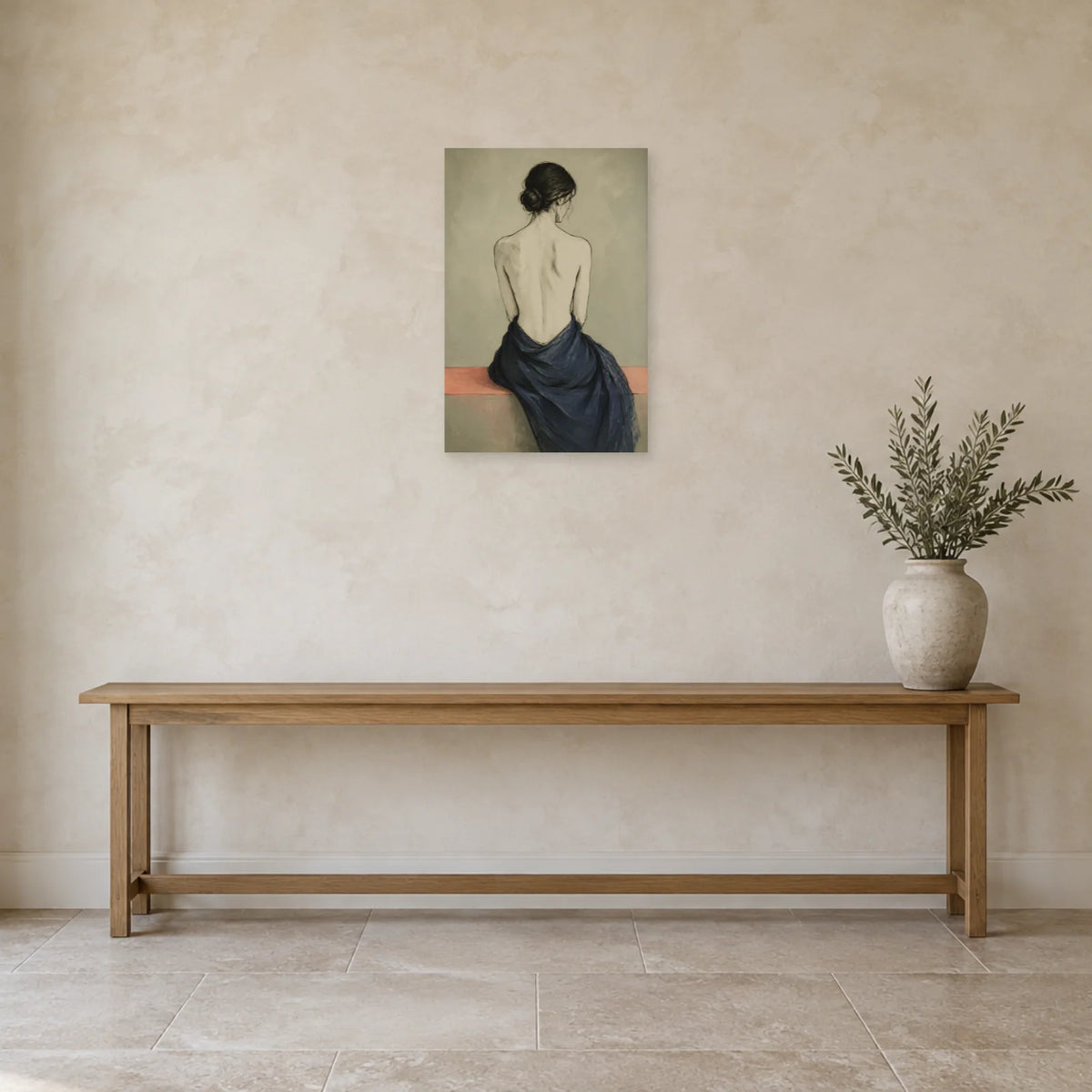 Affiche Dos féminin, ligne sensible dans une entrée ou un couloir - Art Virtuoso