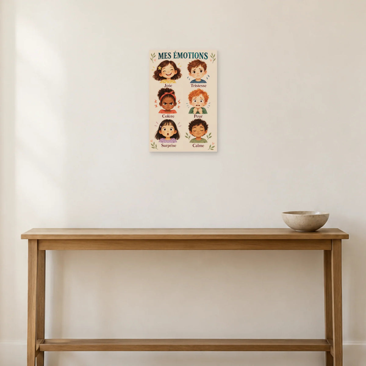 Affiche Émotions - Six visages pour en parler dans une entrée ou un couloir - Art Virtuoso