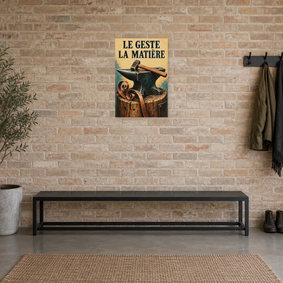 Affiche Enclume - Le geste et la matière dans une entrée ou un couloir - Art Virtuoso