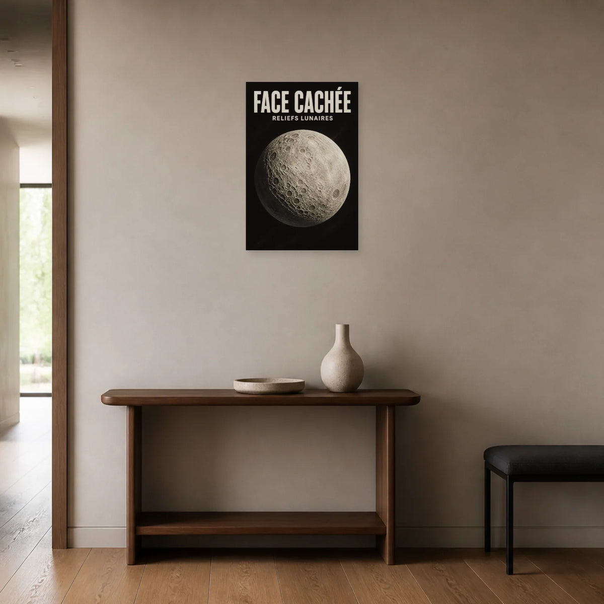 Affiche Face Cachée – Reliefs Lunaires dans une entrée ou un couloir - Art Virtuoso