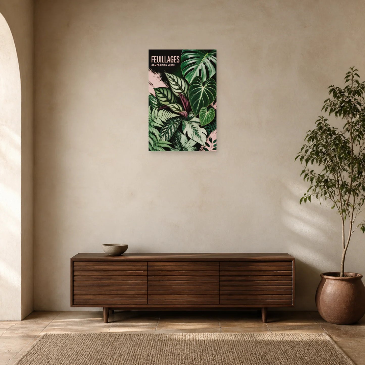 Affiche Feuillages – Composition Verte dans une entrée ou un couloir - Art Virtuoso
