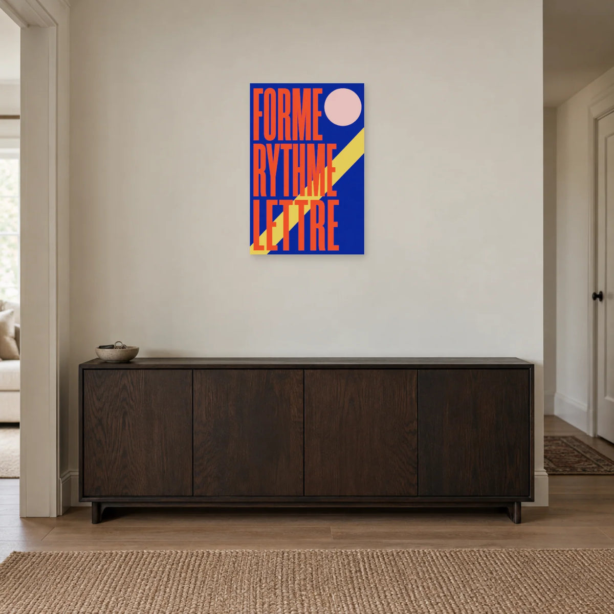 Affiche Forme rythme lettre, manifeste graphique dans une entrée ou un couloir - Art Virtuoso