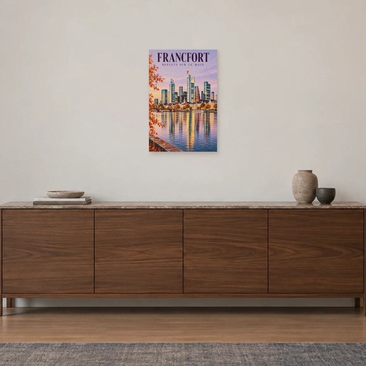 Affiche Francfort reflets sur le Main dans une entrée ou un couloir - Art Virtuoso