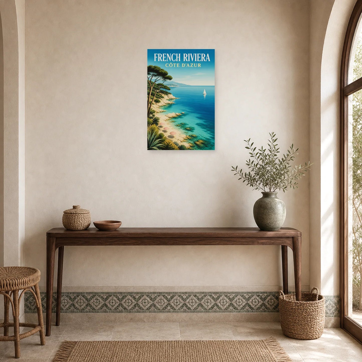 Affiche French Riviera – Côte d’Azur dans une entrée ou un couloir - Art Virtuoso