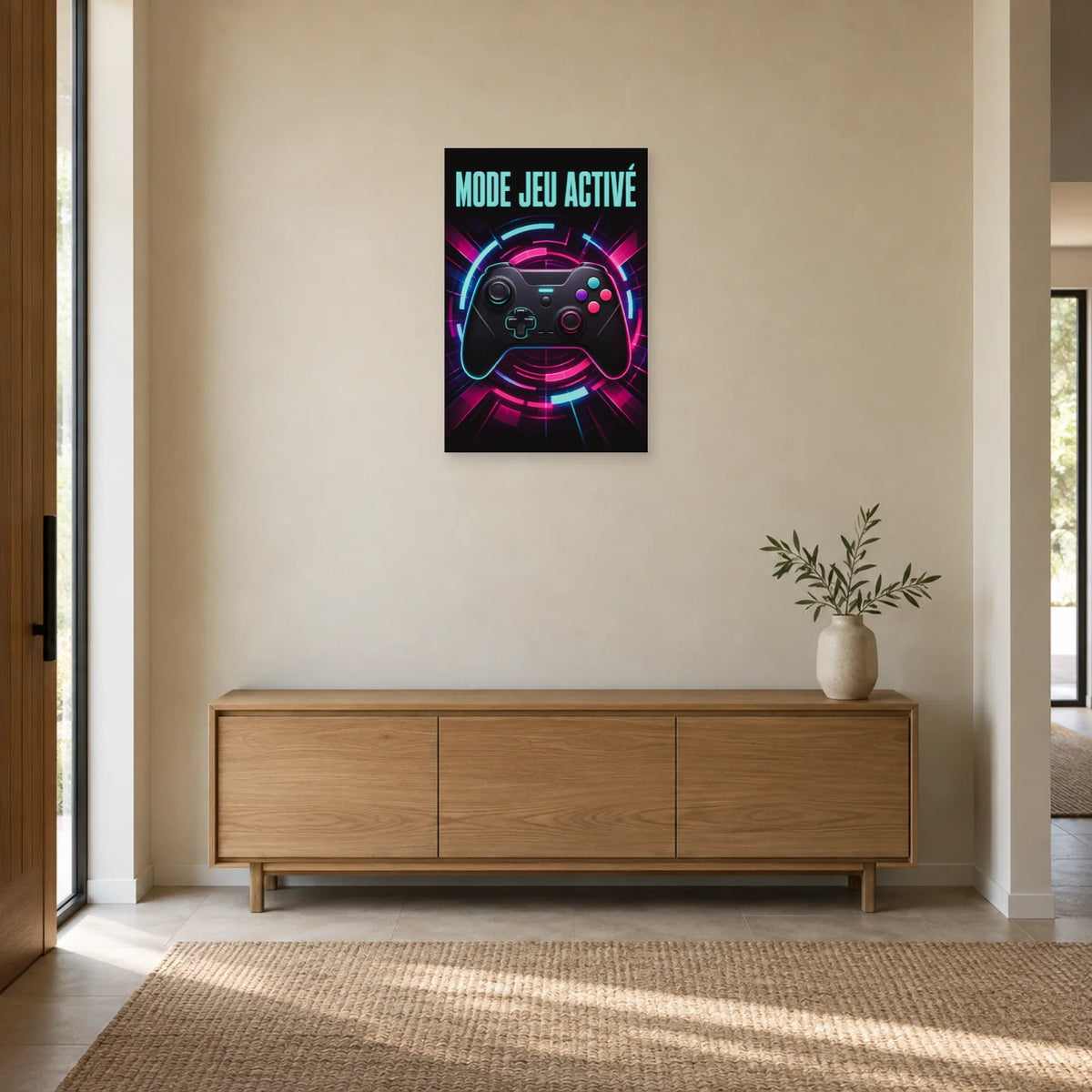 Affiche Gaming – Mode jeu activé dans une entrée ou un couloir - Art Virtuoso
