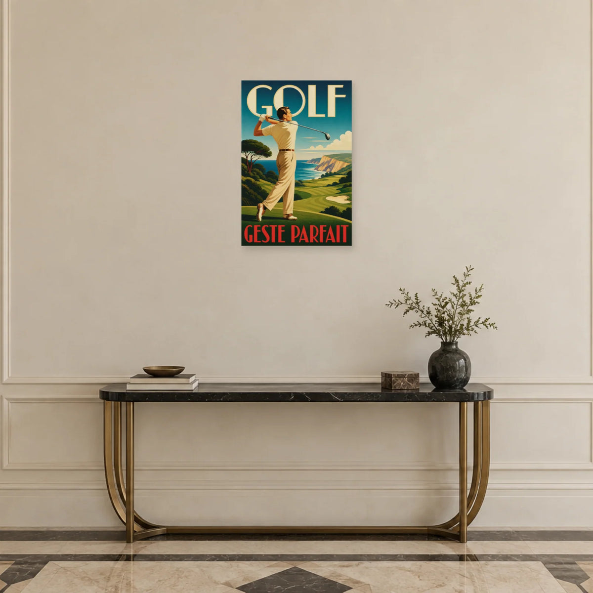 Affiche Golf – Geste parfait dans une entrée ou un couloir - Art Virtuoso