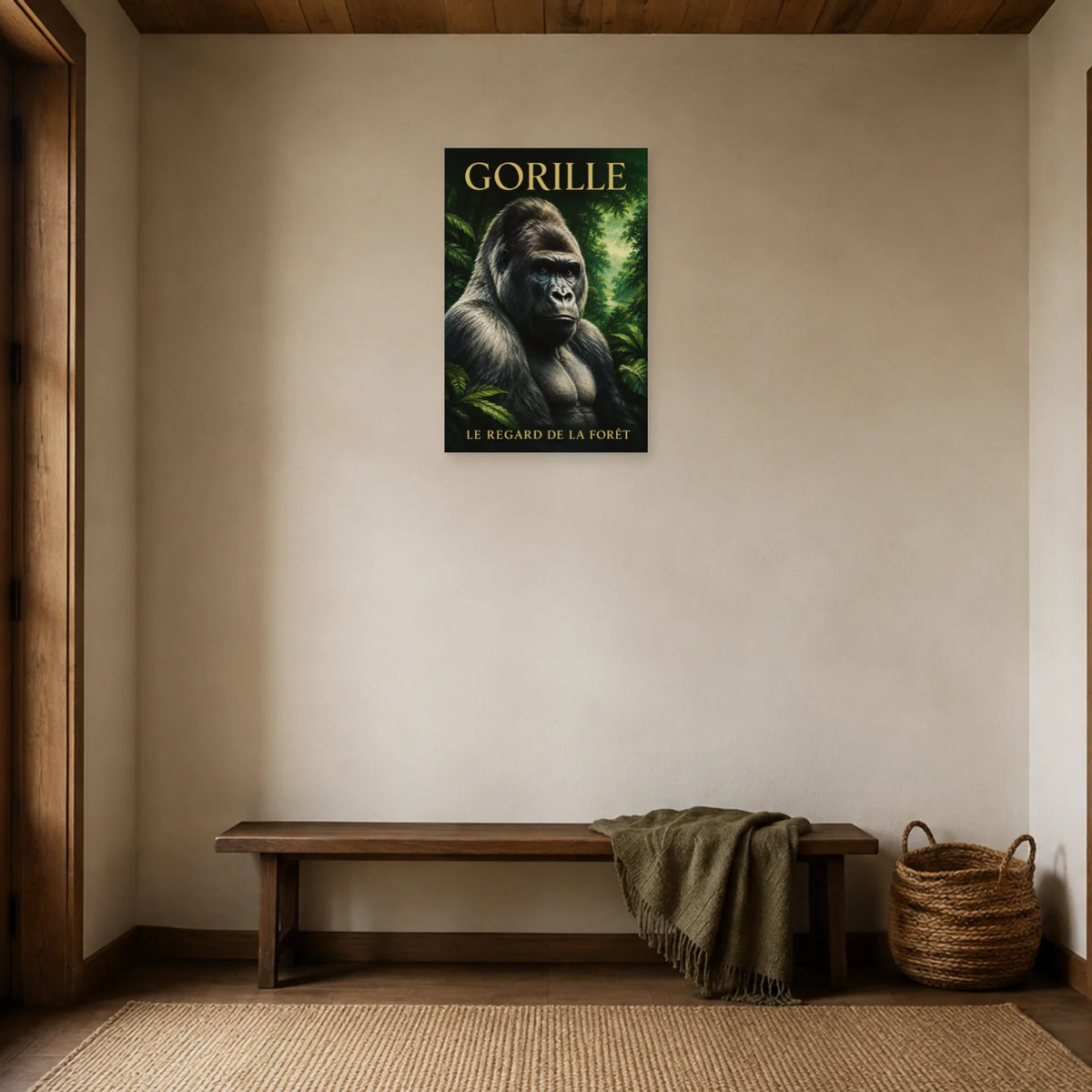 Affiche Gorille, le regard de la forêt dans une entrée ou un couloir - Art Virtuoso